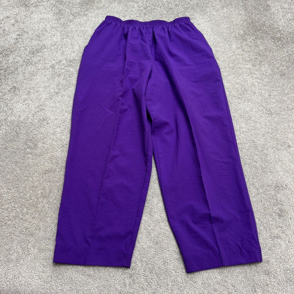 Vintage 90s Teddi Tapered Pull On Pants Womens 14 Purple Elastic Waist Pockets R